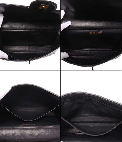 CHANEL チェーンショルダーバッグ 4番台 ダブルチェーン ダブルフェイス ラムスキン ゴールド金具 肩掛け デカマトラッセ レディース シャネル