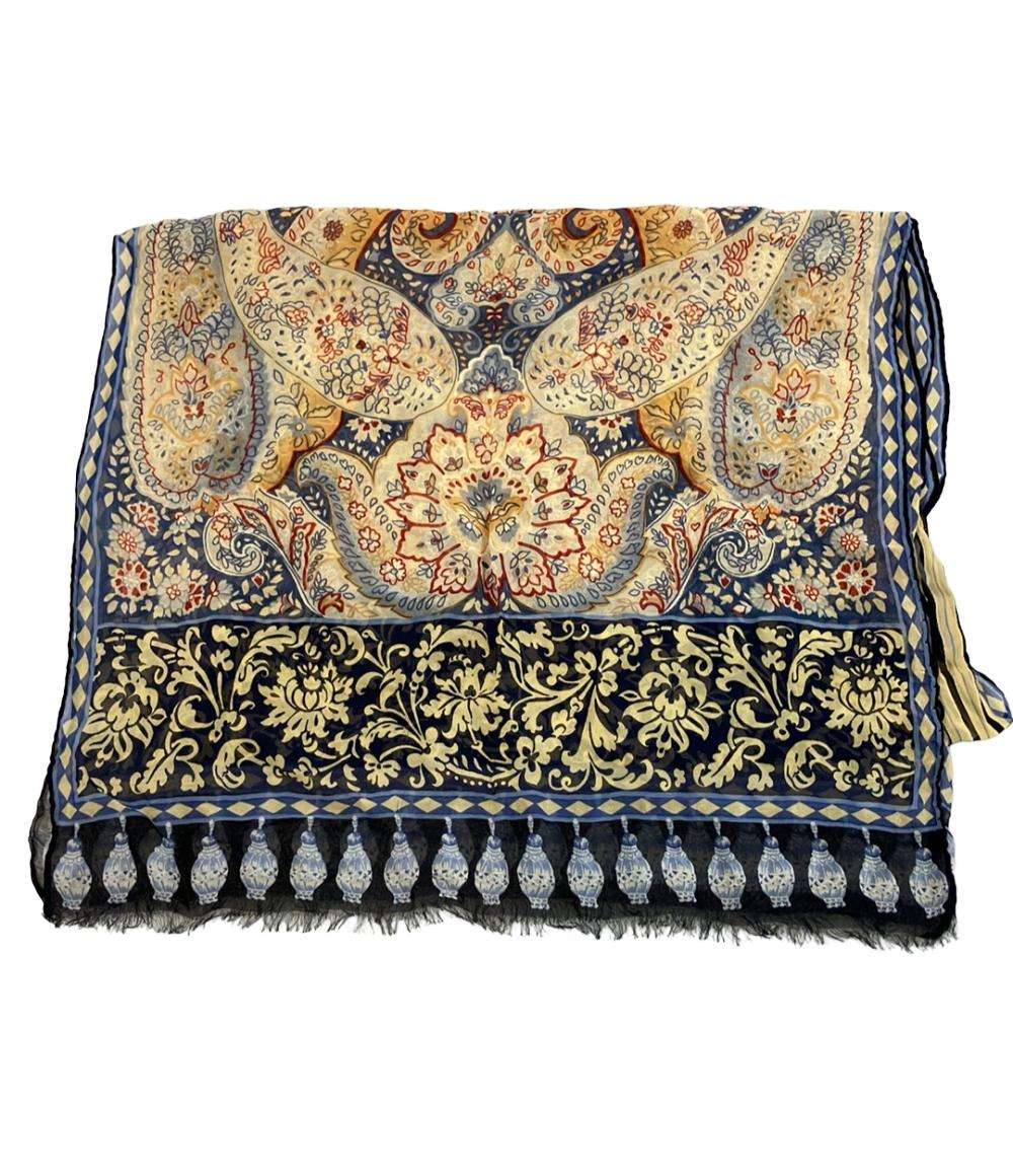 ETRO　エトロ　シルク　バラ　アンティーク　　大判ストール　アンティークローズ エトロ ストール シルク100% レディース ETRO – Rehello by BOOKOFF