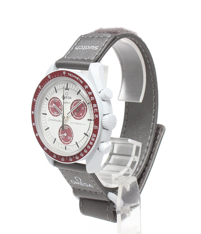 美品 OMEGA Swatch 腕時計 Mission to Pluto バイオセラミック ムーンスウォッチ クオーツ ホワイト SO33M101 メンズ オメガ スウォッチ