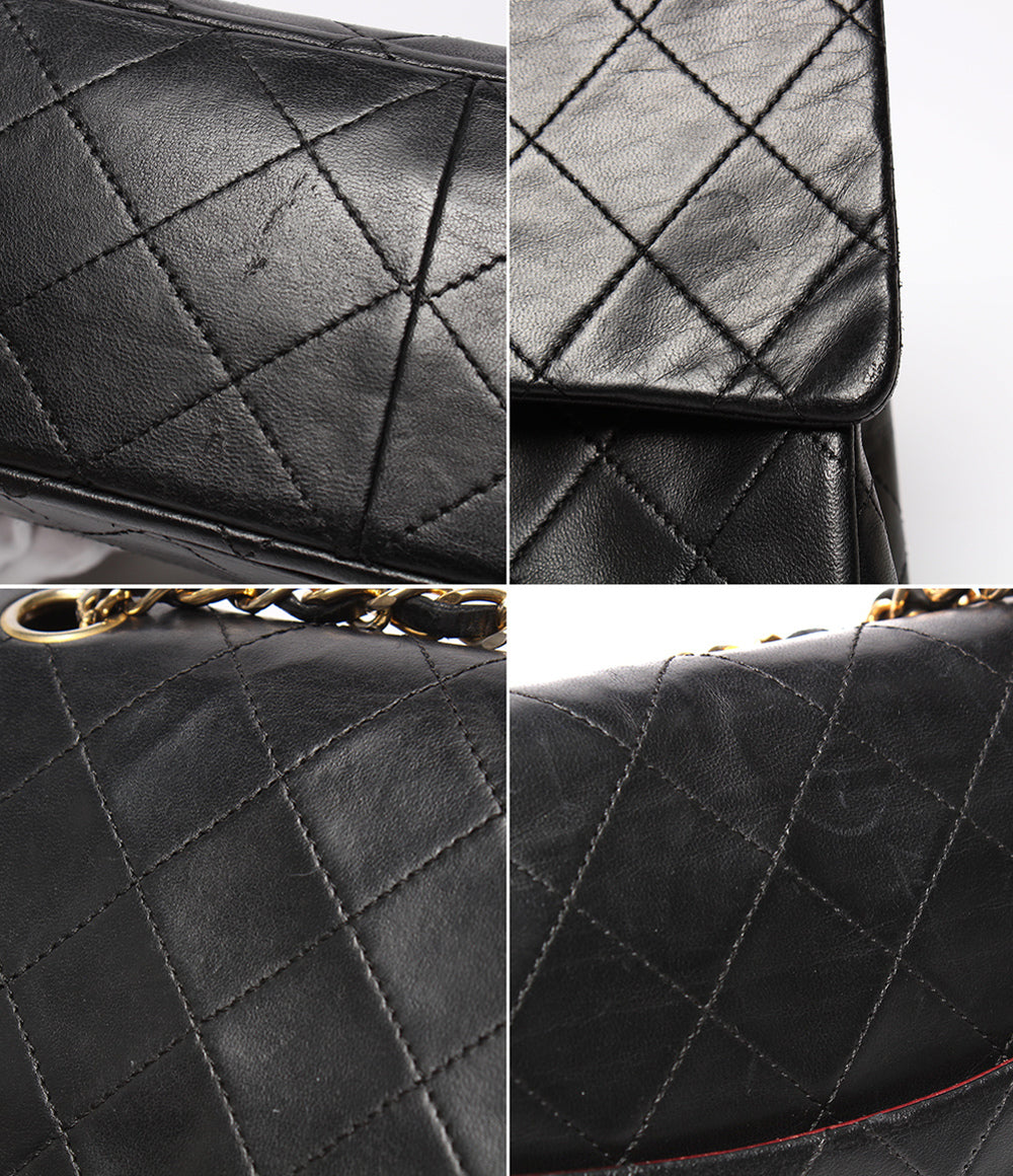 CHANEL チェーンショルダーバッグ ゴールド金具 マトラッセ25 ラムスキン ダブルチェーン ダブルフラップ 1番台 レディース シャネル