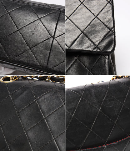 CHANEL チェーンショルダーバッグ ゴールド金具 マトラッセ25 ラムスキン ダブルチェーン ダブルフラップ 1番台 レディース シャネル