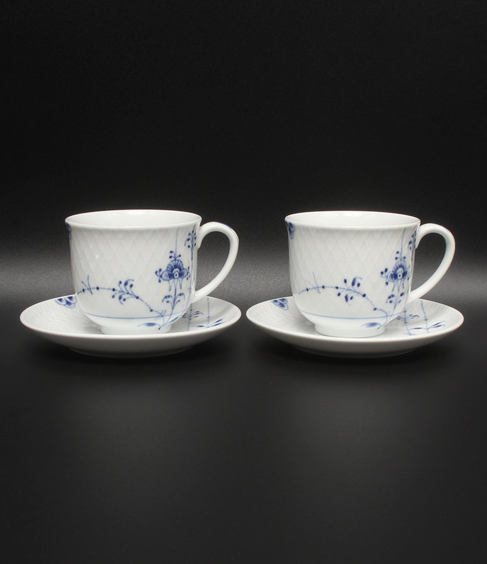美品 Royal Copenhagen カップ＆ソーサー2客 プレート 皿 26cm 3点セット ブルーパルメッテ ロイヤルコペンハーゲン