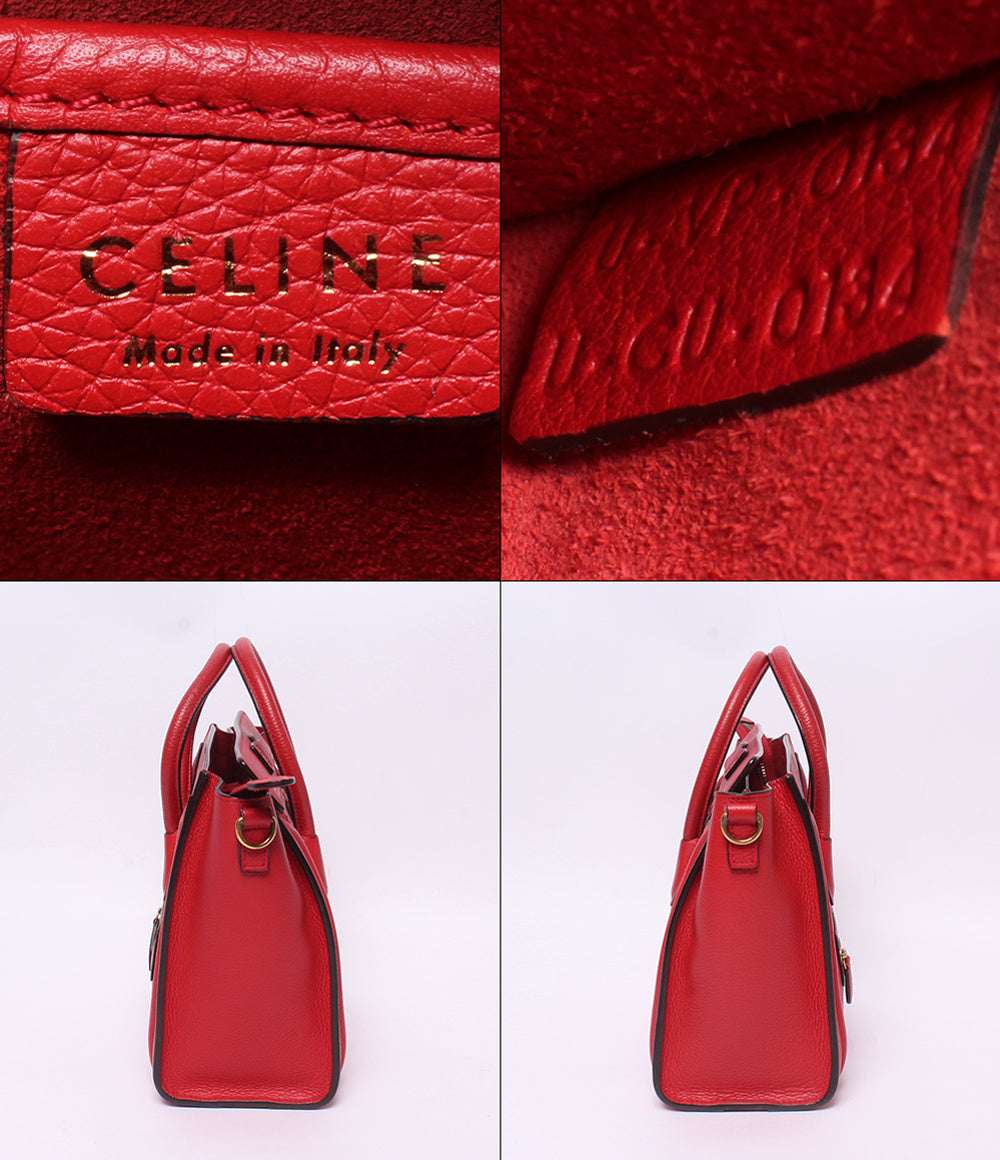 美品 CELINE 2WAY ハンドバッグ ショルダーバッグ 肩掛け 斜め掛け ラゲージ ナノ 168243 レディース セリーヌ