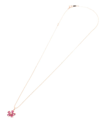 美品 ネックレス K10 ルビー フラワーモチーフ レディース