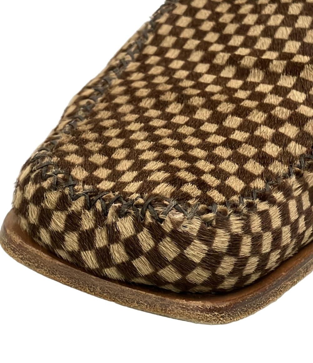 LOUIS VUITTON スクエアトゥスリッポン ハラコ ダミエソバージュ メンズ SIZE 6.5 (S) ルイ・ヴィトン