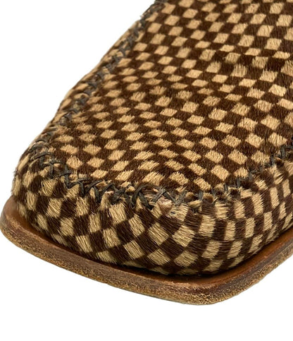LOUIS VUITTON スクエアトゥスリッポン ハラコ ダミエソバージュ メンズ SIZE 6.5 (S) ルイ・ヴィトン