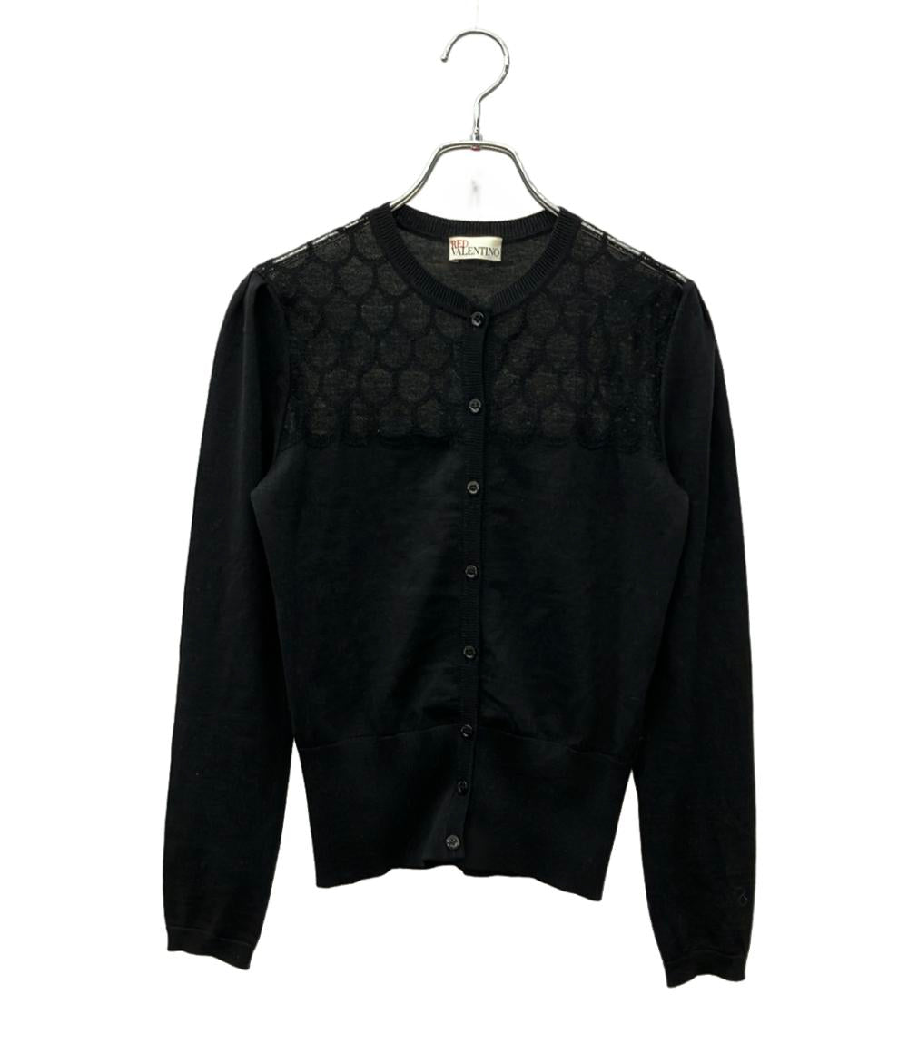 RED VALENTINO 長袖カーディガン レース 切替 レディース SIZE S レッドヴァレンティノ