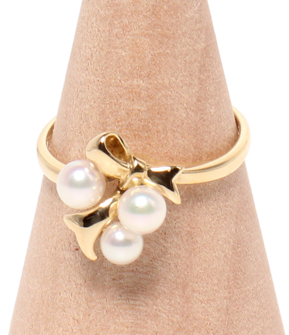 MIKIMOTO リング 指輪 K18 パール 3.0-4.0mm リボンモチーフ レディース SIZE 10号 ミキモト