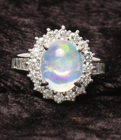 美品 リング 指輪 Pt900 ウォーターオパール3.92ct ダイヤ1.13ct レディース SIZE 12号