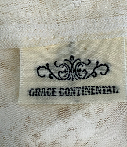 美品 GRACE CONTINENTAL 長袖ブラウス フロントボタン レース フード タグ付き 25SS カラーキナリ キカレースフード付トップ 0125141121-00