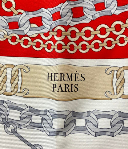 美品 エルメス スカーフ カレ90 シルク100% REACTION EN CHAINES レディース HERMES