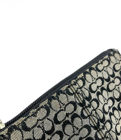 コーチ ポーチ アクセサリーポーチ ストラップ付き キャンバス レザー ミニシグネチャー レディース COACH