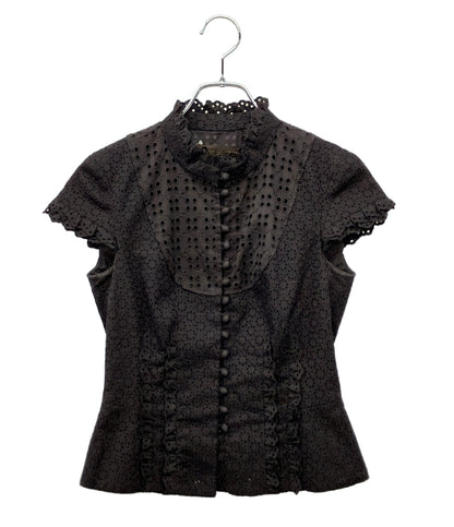 訳あり LOUIS VUITTON スタンドカラー半袖ブラウス レディース SIZE 36 (S) ルイ・ヴィトン