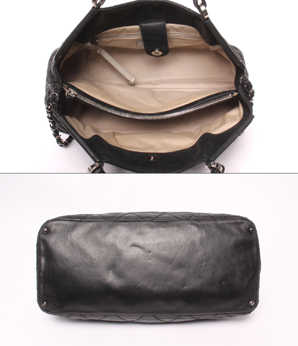 CHANEL 2WAY トートバッグ チェーンショルダーバッグ 肩掛け ワイルドステッチ シルバー金具 17番台 A67045 レディース シャネル