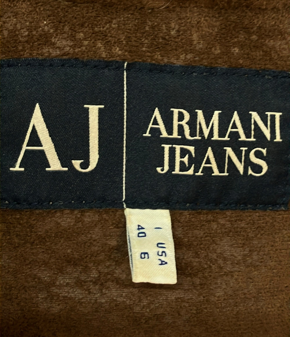 ARMANI JEANS フェイクムートンロングコート フロントボタン ベルト付き レディース SIZE 40 (S) アルマーニジーンズ