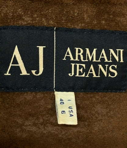 ARMANI JEANS フェイクムートンロングコート フロントボタン ベルト付き レディース SIZE 40 (S) アルマーニジーンズ