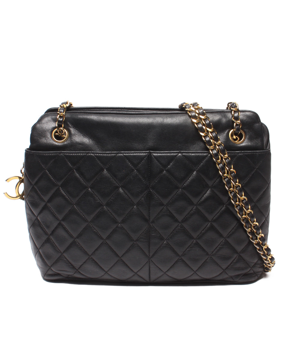 CHANEL チェーンショルダーバッグ 肩掛け 1番台 ゴールド金具 マトラッセ レディース シャネル