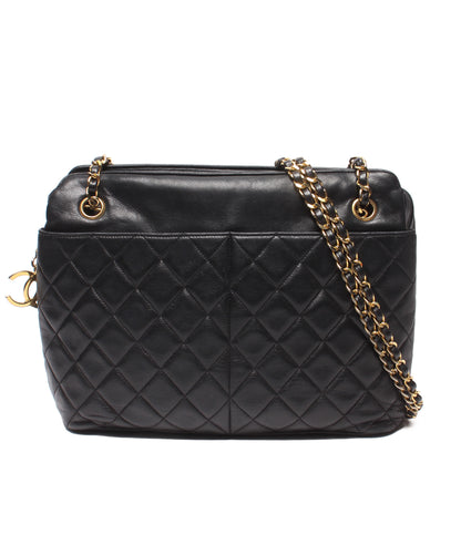 CHANEL チェーンショルダーバッグ 肩掛け 1番台 ゴールド金具 マトラッセ レディース シャネル