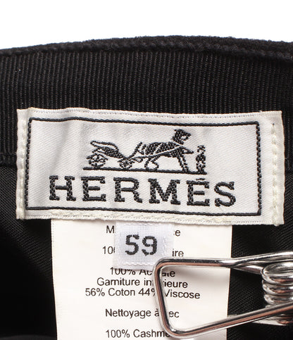 HERMES キャップ カシミヤ100％ スナップボタン式 レディース メンズ SIZE 59 エルメス