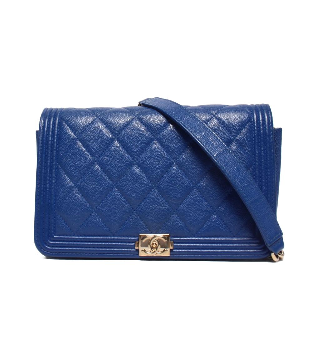 CHANEL チェーンショルダーバッグ チェーンウォレット ゴールド金具 キャビアスキン ボーイシャネル マトラッセ レディース シャネル