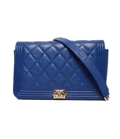 CHANEL チェーンショルダーバッグ チェーンウォレット ゴールド金具 キャビアスキン ボーイシャネル マトラッセ レディース シャネル