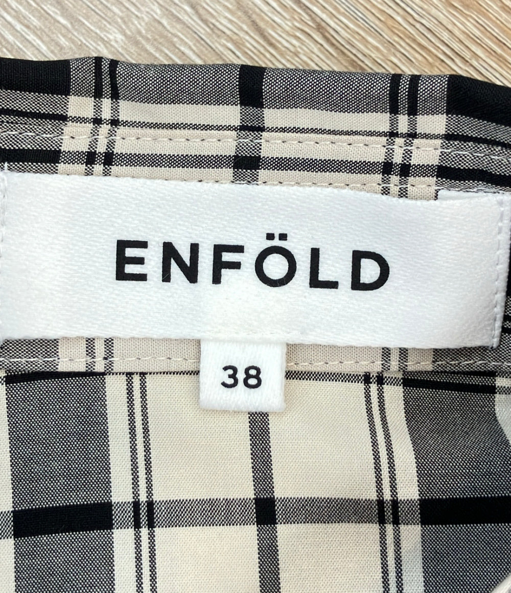 ENFOLD M 半袖シャツ モノトーンチェック柄 オーバーサイズ 300HS230-2750 レディース SIZE 38 (M) エンフォルド エム