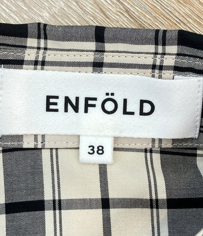 ENFOLD M 半袖シャツ モノトーンチェック柄 オーバーサイズ 300HS230-2750 レディース SIZE 38 (M) エンフォルド エム