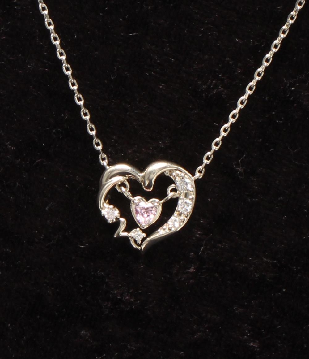 美品 ヨンドシー ネックレス SV ピンクトルマリン ハートモチーフ 2016 レディース 4℃