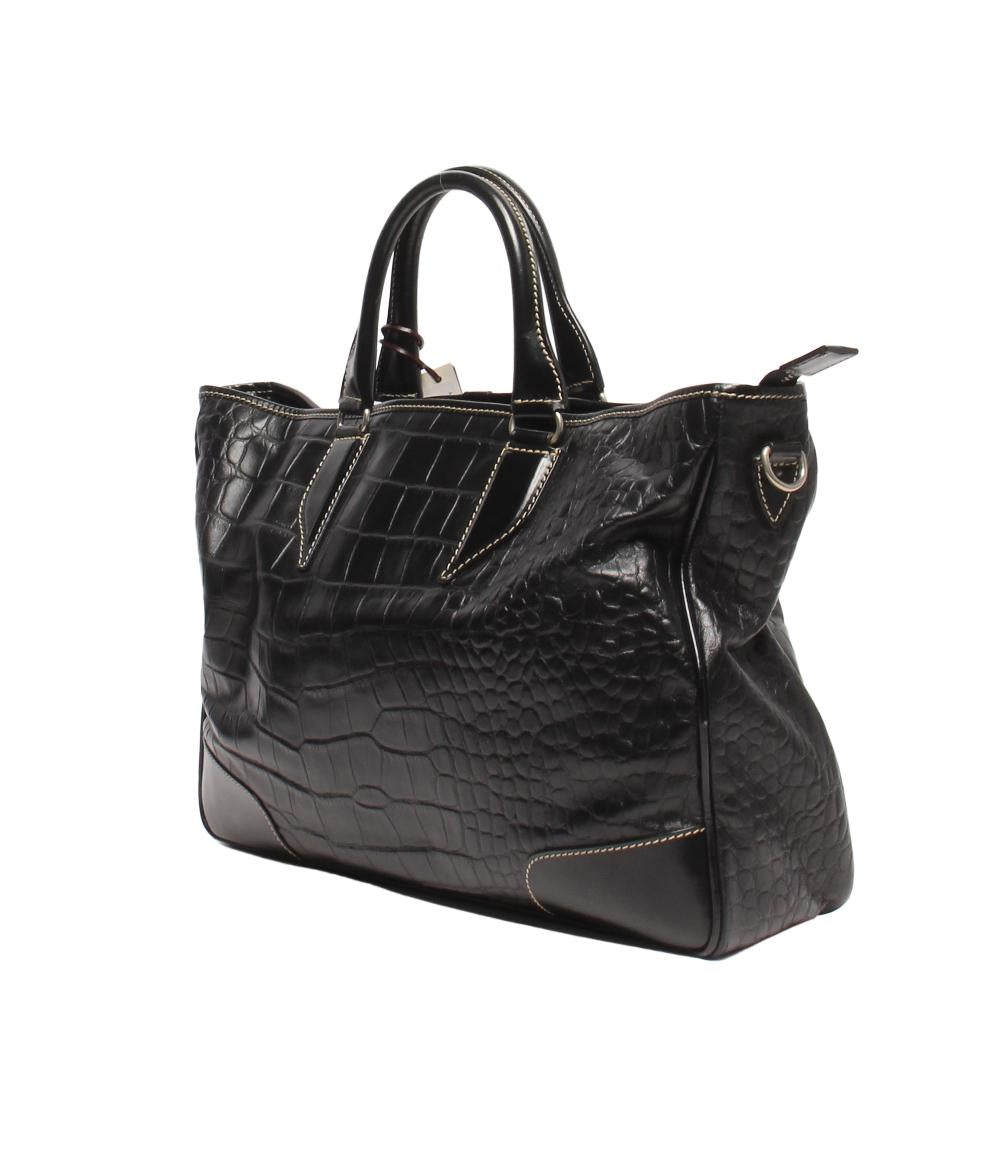 美品✨STEFANO MANO ステファノマーノ　クロコ型押し　ビジネスバッグ STEFANO MANO Art.3777 Missisipi / ステファノマーノ A4サイズ