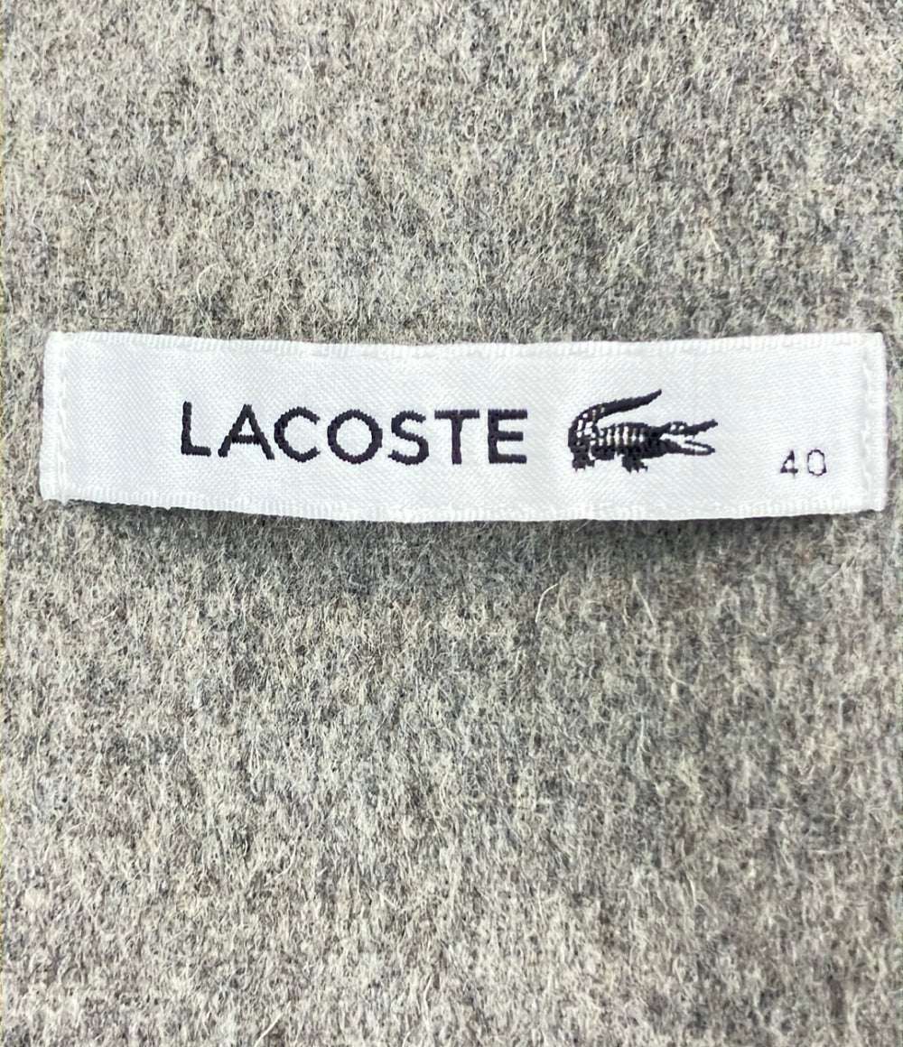 LACOSTE ロングコート ダブルニット ウール チャコールグレー レディース SIZE 40 (XL) ラコステ