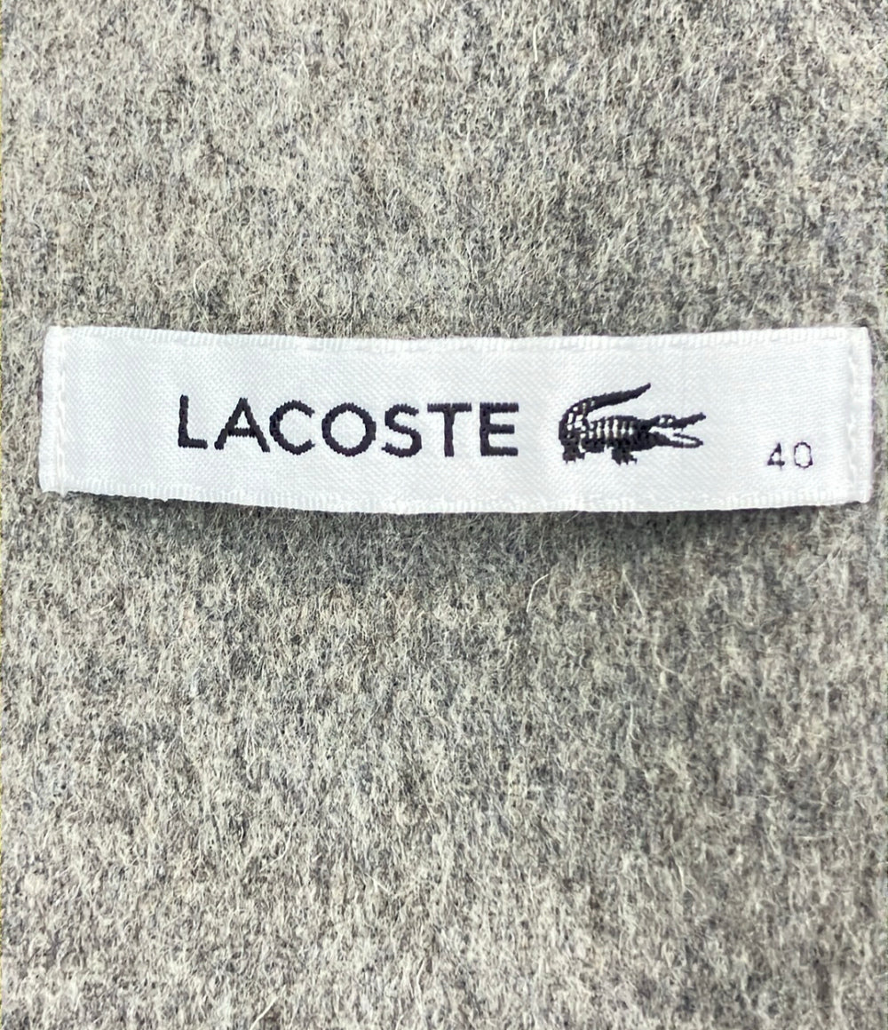 LACOSTE ロングコート ダブルニット ウール チャコールグレー レディース SIZE 40 (XL) ラコステ