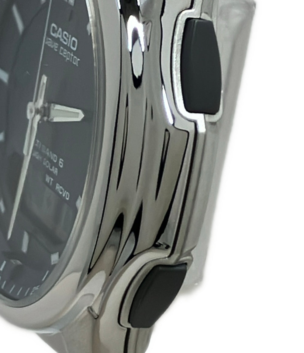 美品 CASIO 腕時計 ウェーブセプター wavecepter ソーラー ネイビー WVA-M630 メンズ カシオ