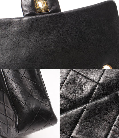CHANEL チェーンショルダーバッグ 肩掛け 斜め掛け マトラッセ25 ゴールド金具 ダブルチェーン ダブルフラップ ラムスキン 1番台 レディース シャネル