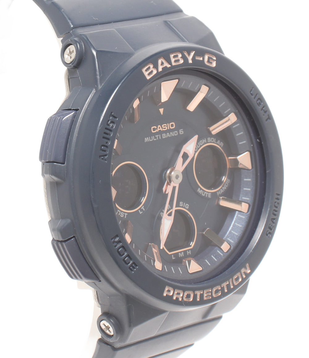 美品 CASIO 腕時計 ソーラー電波 Baby-G ソーラー ネイビー BGA-2510