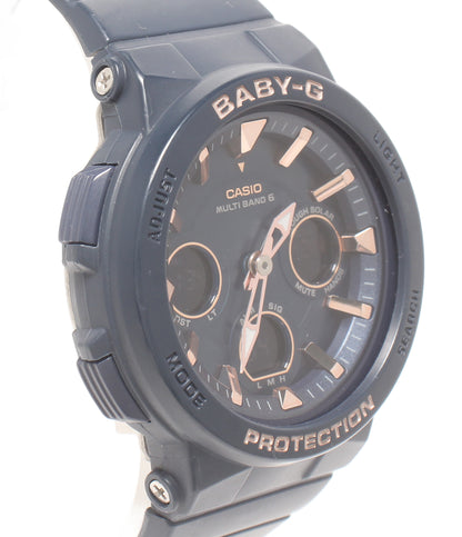 美品 CASIO 腕時計 ソーラー電波 Baby-G ソーラー ネイビー BGA-2510 レディース カシオ