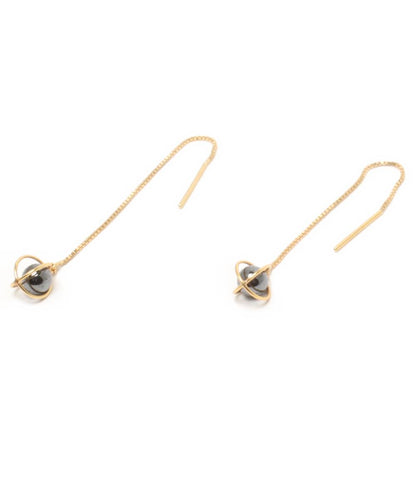 ピアス K18 ヘマタイト レディース
