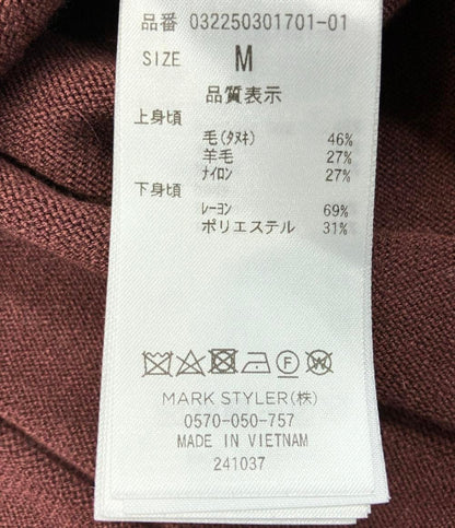 美品 ラグナムーン タヌキウールナイロン切り替え長袖ロングニットワンピース レディース SIZE M LAGUNAMOON