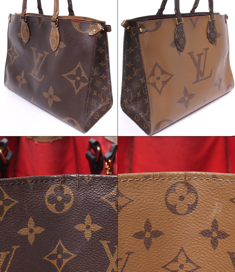 LOUIS VUITTON 2WAY トートバッグ ショルダーバッグ 肩掛け オンザゴー MM モノグラム リバース ジャイアント モノグラム キャンバス M45321