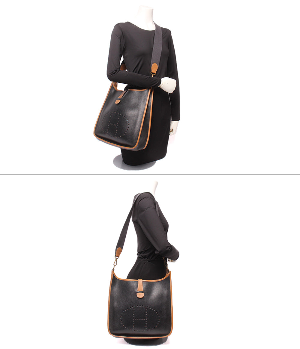 HERMES ショルダーバッグ 肩掛け 斜め掛け ゴールド金具 ◯T刻印 エヴリン GM レディース エルメス