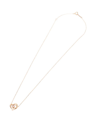 美品 4℃ ネックレス K18 ダイヤ ハートモチーフ レディース ヨンドシー
