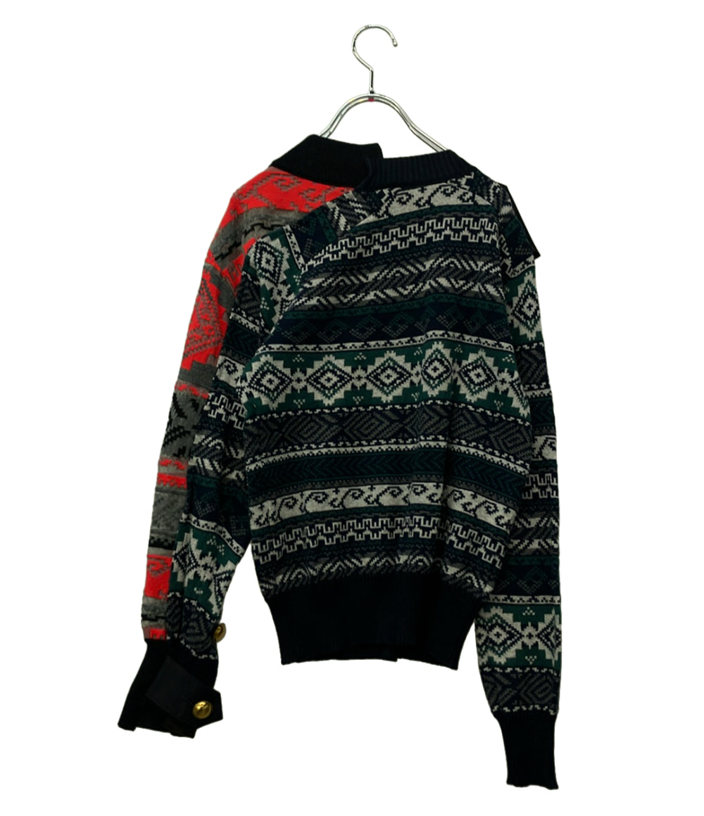 サカイ 長袖ニット 肩口サイドゴールドボタン 19年 19-04433 レディース SIZE 1 (S) Sacai Sacai 長袖ニット 肩口サイドゴールドボタン 19年 19-04433 レディース