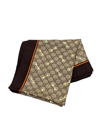 美品 グッチ スカーフ シルク100% GGホースビット 662576 3G001 レディース GUCCI