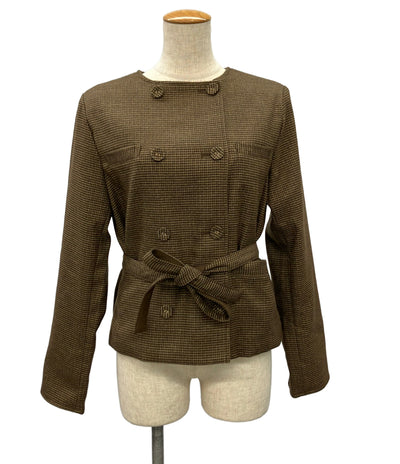美品 polaura ノーカラージャケット 千鳥格子柄 レディース SIZE F (M) ポローラ