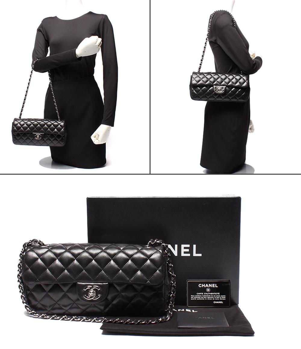 シャネル チェーンショルダーバッグ シングルフラップ シングルチェーン シルバー金具 ラムスキン マトラッセ A35731 レディース CHANEL