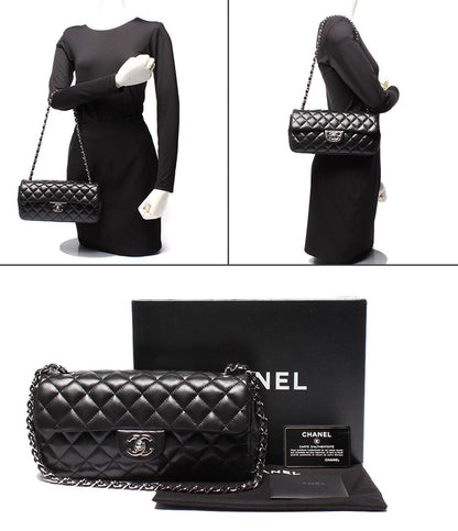 シャネル チェーンショルダーバッグ シングルフラップ シングルチェーン シルバー金具 ラムスキン マトラッセ A35731 レディース CHANEL