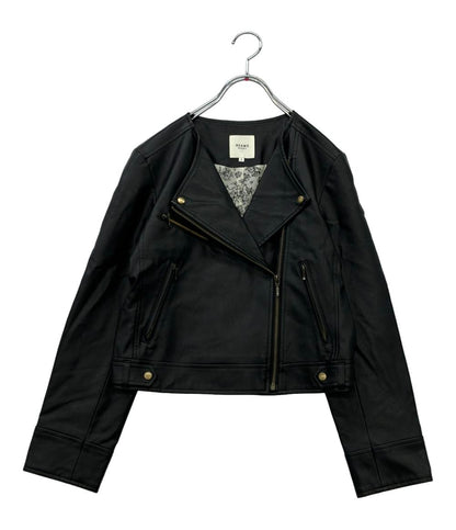 BEAMS HEART フェイクレザー ノーカラーブルゾン アウトレット ジャンパー 43-18-0021-152 レディース SIZE S ビームスハート