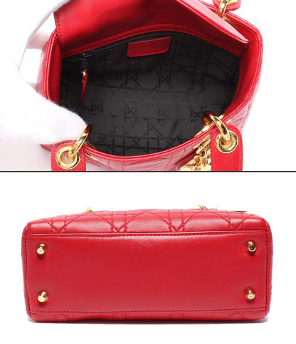 美品 Christian Dior 2wayハンドバッグ ショルダーバッグ 肩掛け カナージュ レディ ディオール ミニ レディース クリスチャンディオール