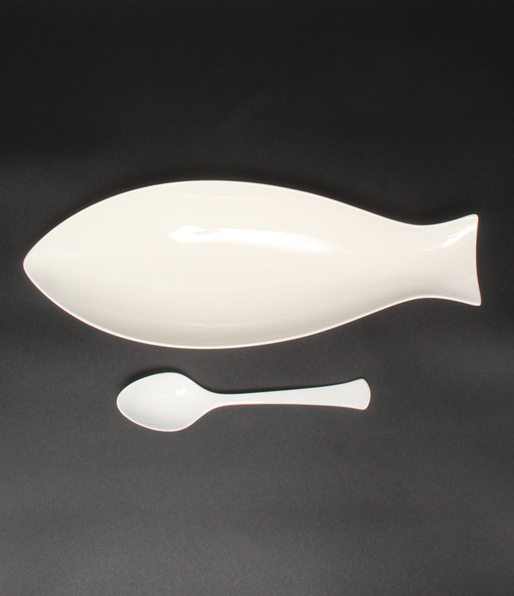 美品 Royal Copenhagen NIKKO ニッコー フィッシュトレイ ディッシュ 皿 33cm スープスプーン 19cm 2点セット ロイヤルコペンハーゲン