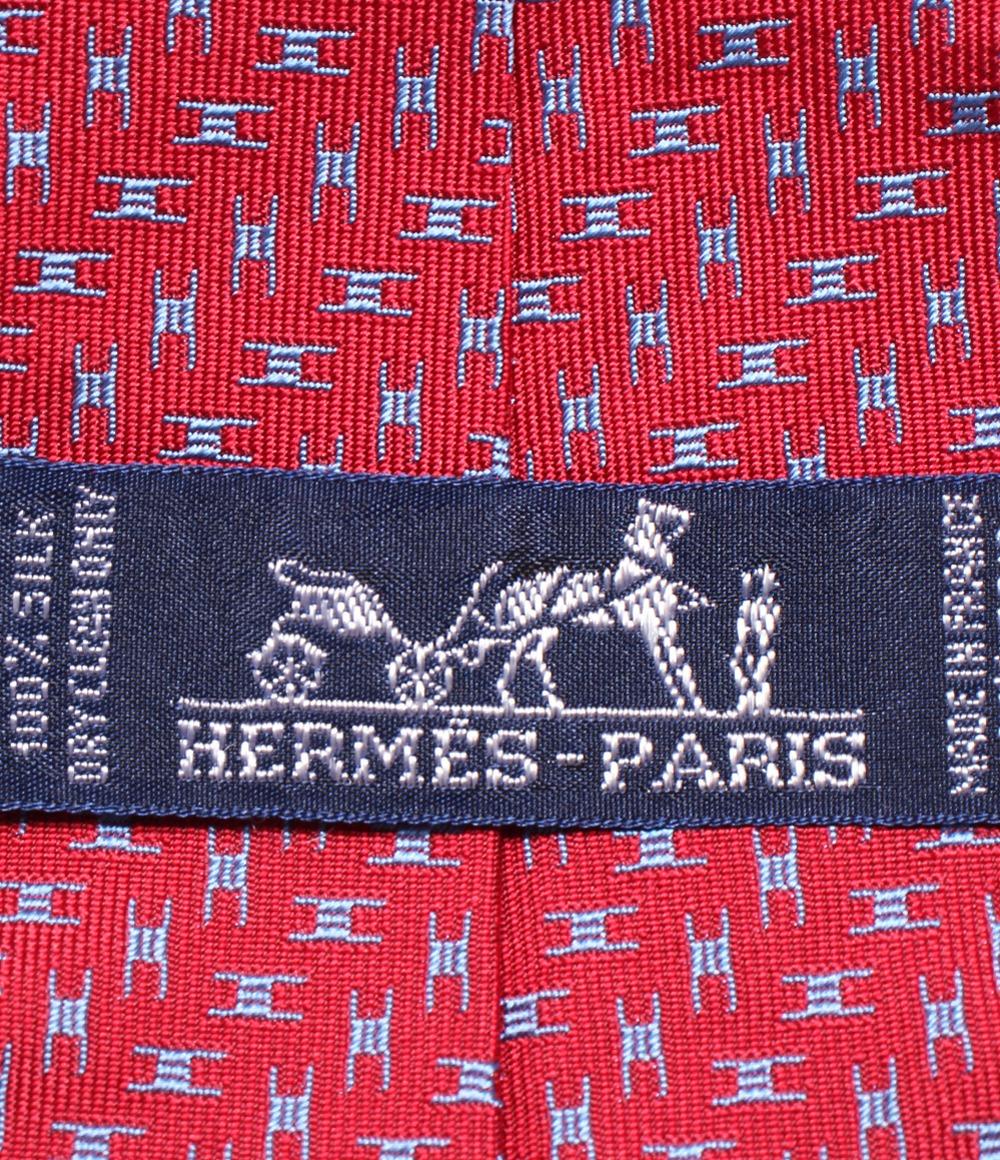 美品 エルメス ネクタイ シルク100％ Hロゴ メンズ HERMES