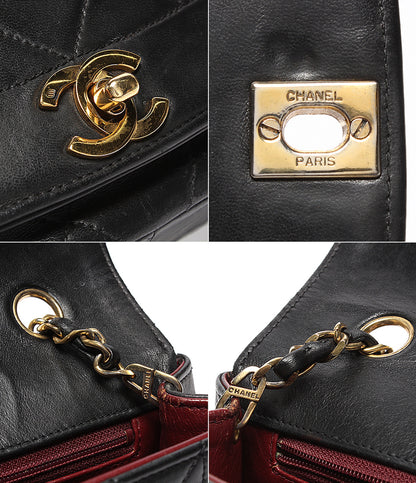 CHANEL チェーンショルダーバッグ ゴールド金具 シングルフラップ シングルチェーン ダイアナ 1番台 マトラッセ ラムスキン レディース シャネル